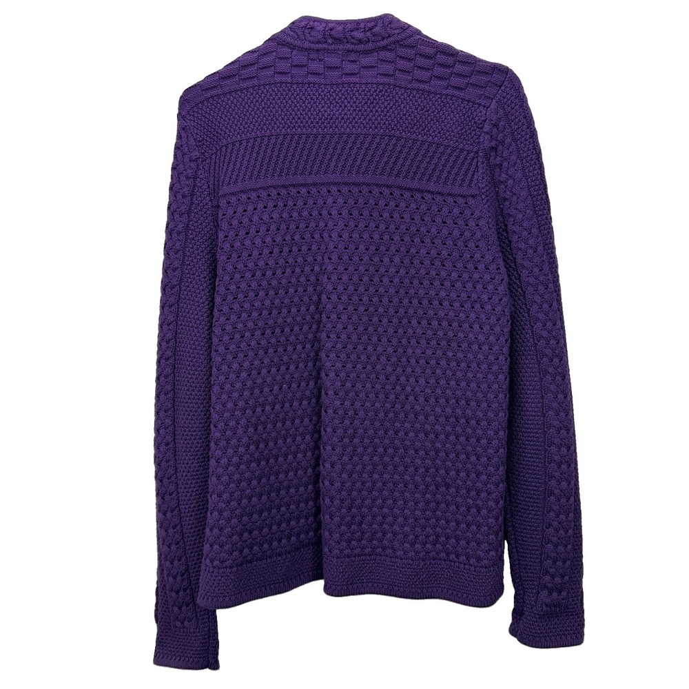 LL Bean Purple Stitchworks Button Up Cotton Cardigan Sweater Size XL - Picture 4 of 8